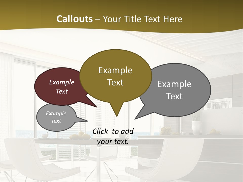 A White Table And Chairs In A Room PowerPoint Template