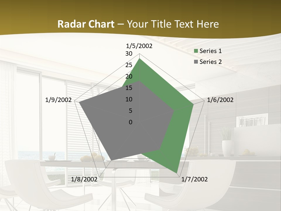 A White Table And Chairs In A Room PowerPoint Template