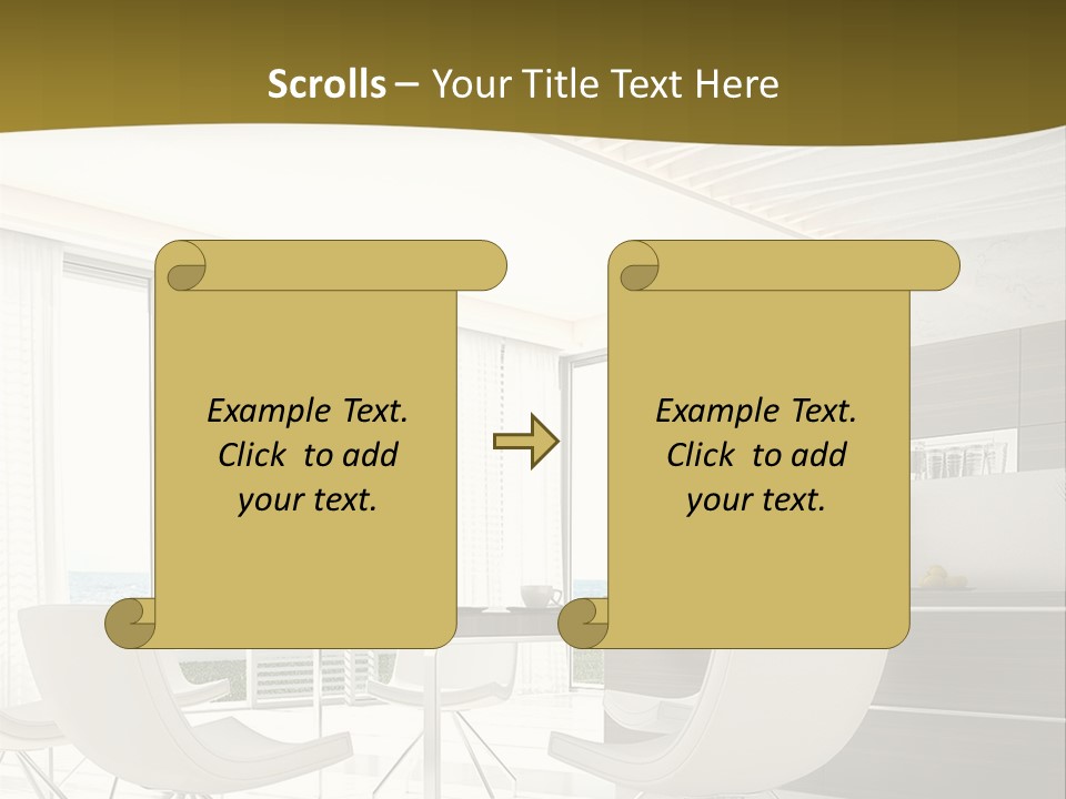 A White Table And Chairs In A Room PowerPoint Template