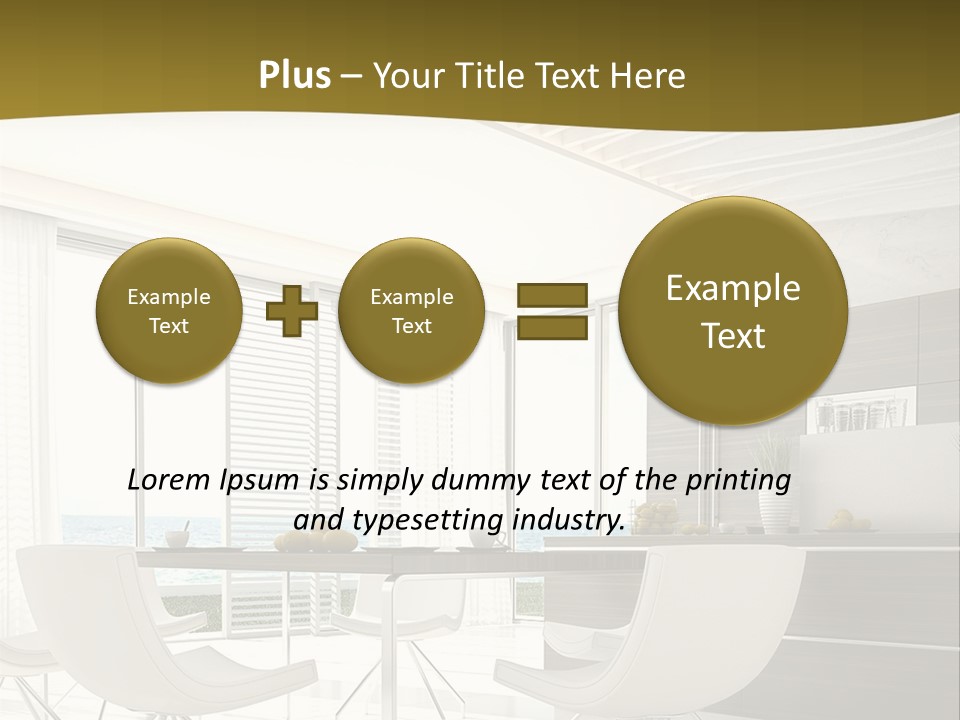 A White Table And Chairs In A Room PowerPoint Template