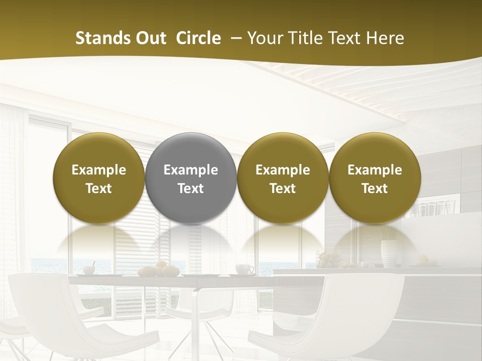 A White Table And Chairs In A Room PowerPoint Template