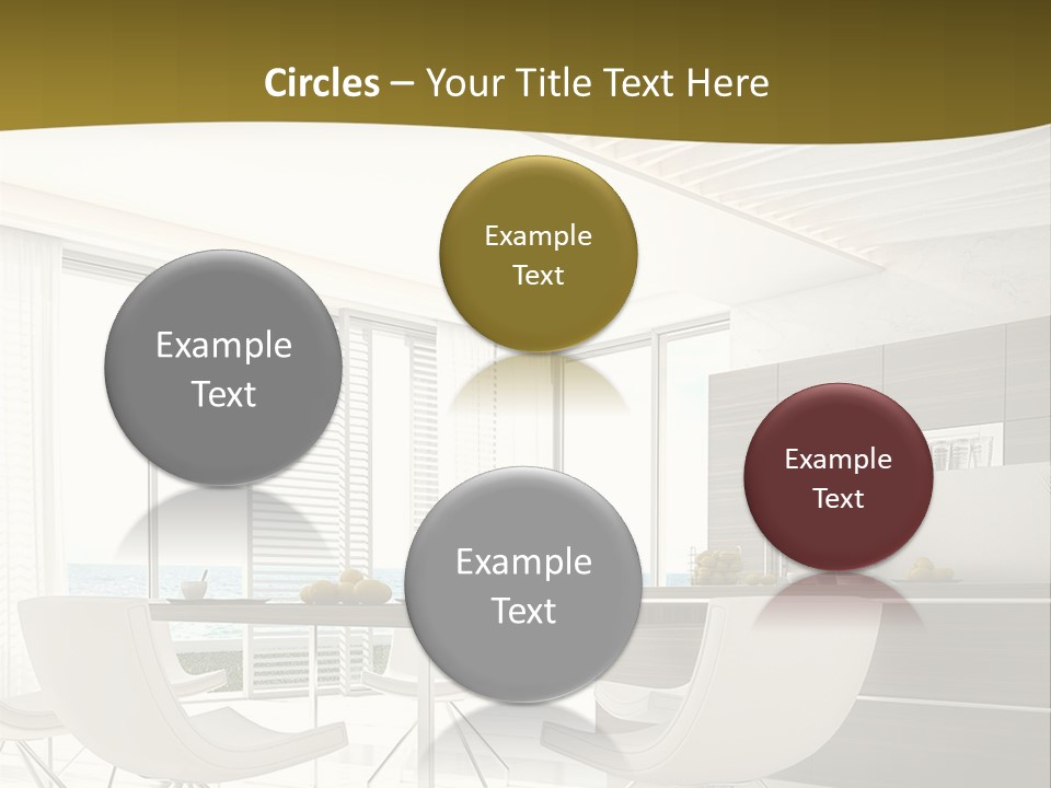 A White Table And Chairs In A Room PowerPoint Template