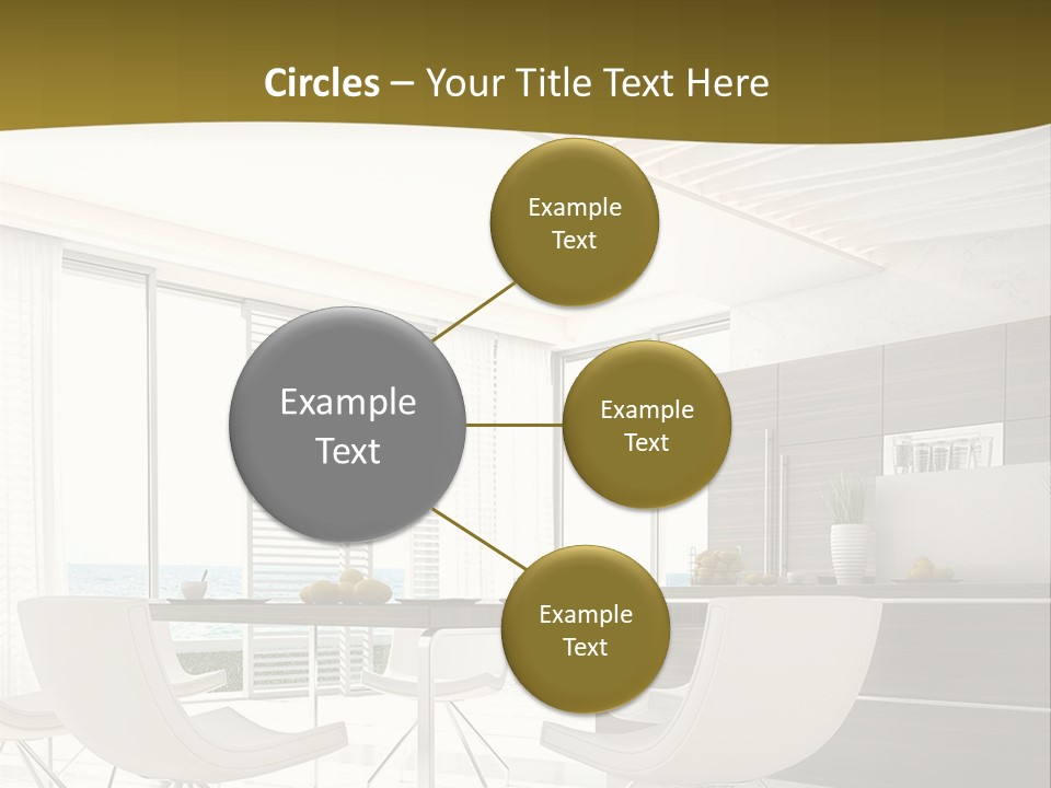 A White Table And Chairs In A Room PowerPoint Template