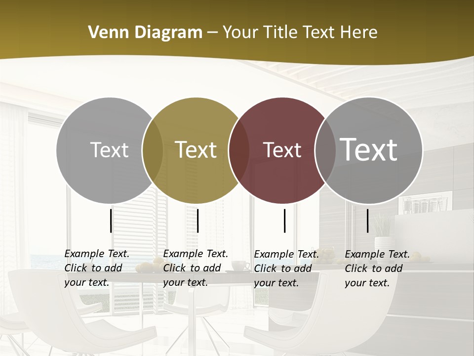 A White Table And Chairs In A Room PowerPoint Template