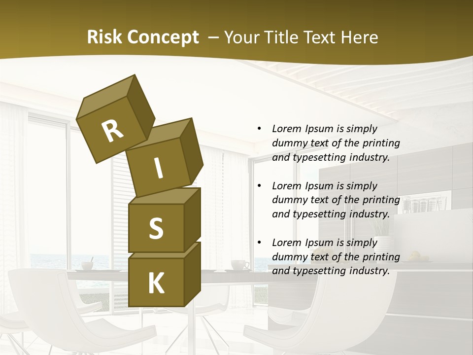 A White Table And Chairs In A Room PowerPoint Template