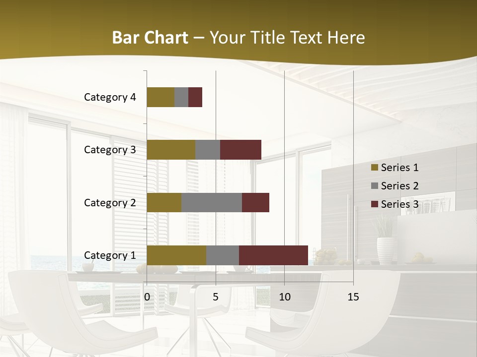A White Table And Chairs In A Room PowerPoint Template