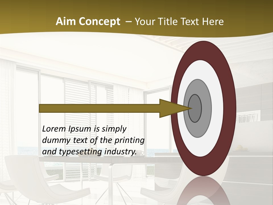 A White Table And Chairs In A Room PowerPoint Template