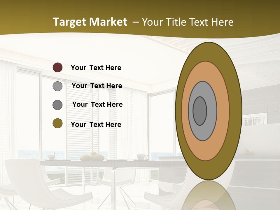 A White Table And Chairs In A Room PowerPoint Template