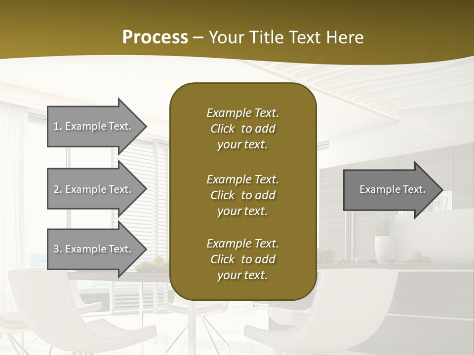 A White Table And Chairs In A Room PowerPoint Template