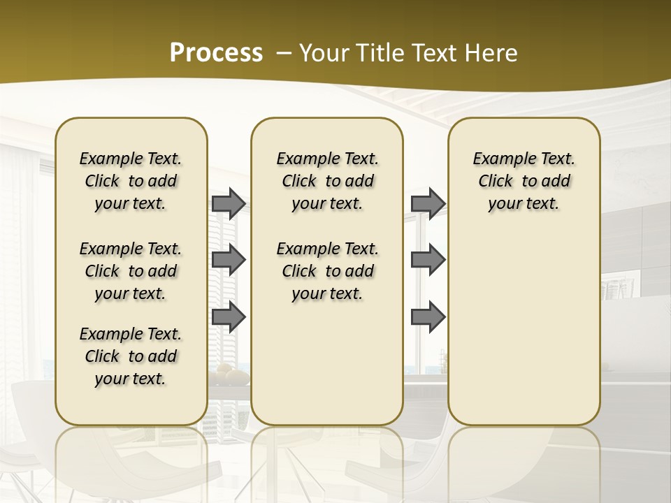 A White Table And Chairs In A Room PowerPoint Template