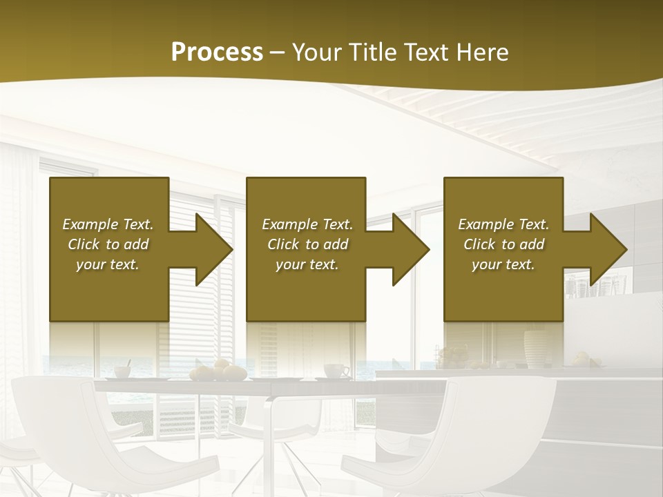 A White Table And Chairs In A Room PowerPoint Template