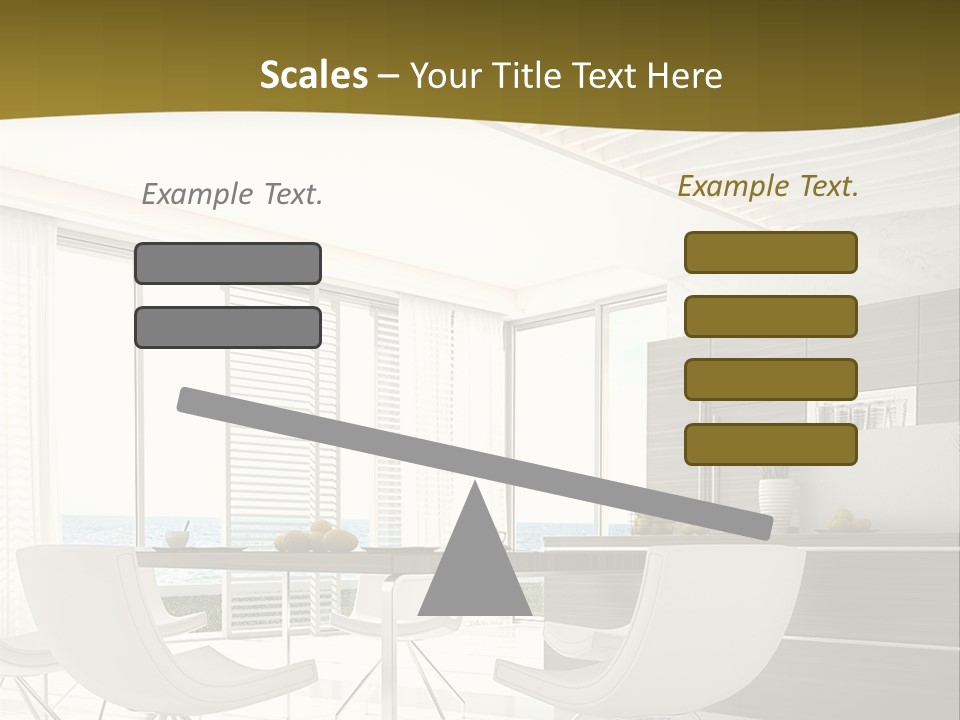A White Table And Chairs In A Room PowerPoint Template