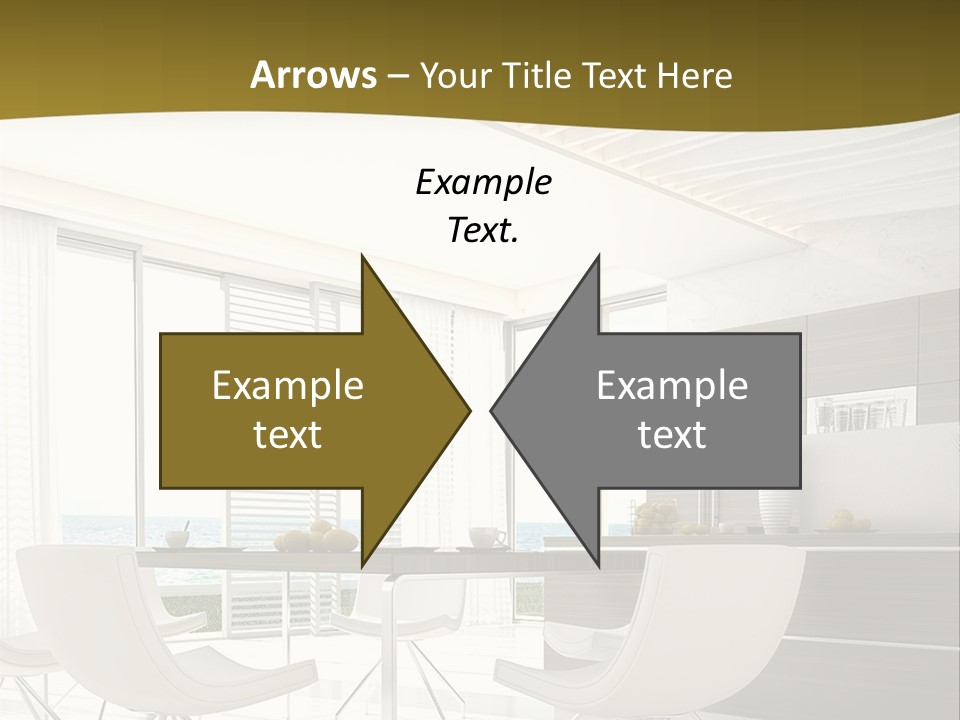 A White Table And Chairs In A Room PowerPoint Template
