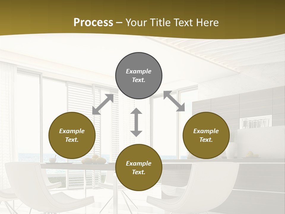 A White Table And Chairs In A Room PowerPoint Template