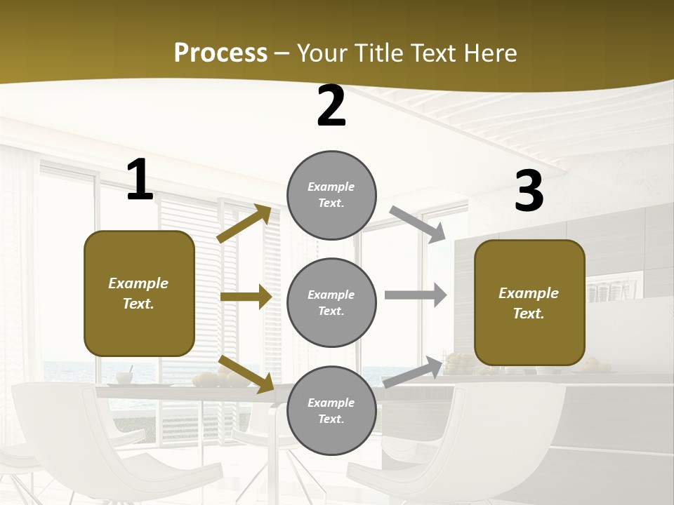 A White Table And Chairs In A Room PowerPoint Template