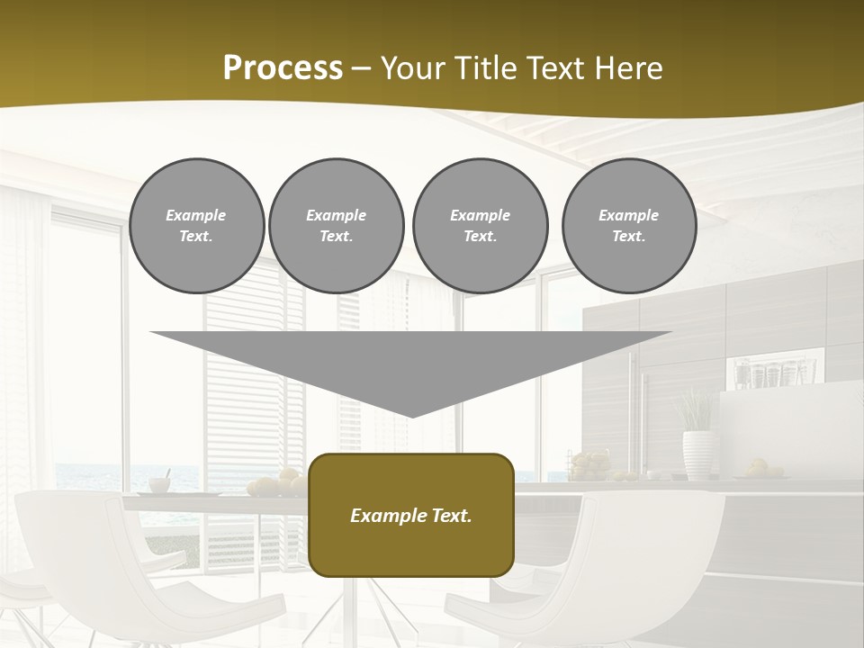 A White Table And Chairs In A Room PowerPoint Template