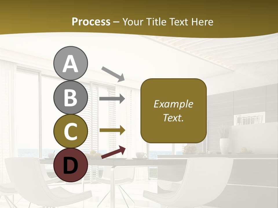 A White Table And Chairs In A Room PowerPoint Template
