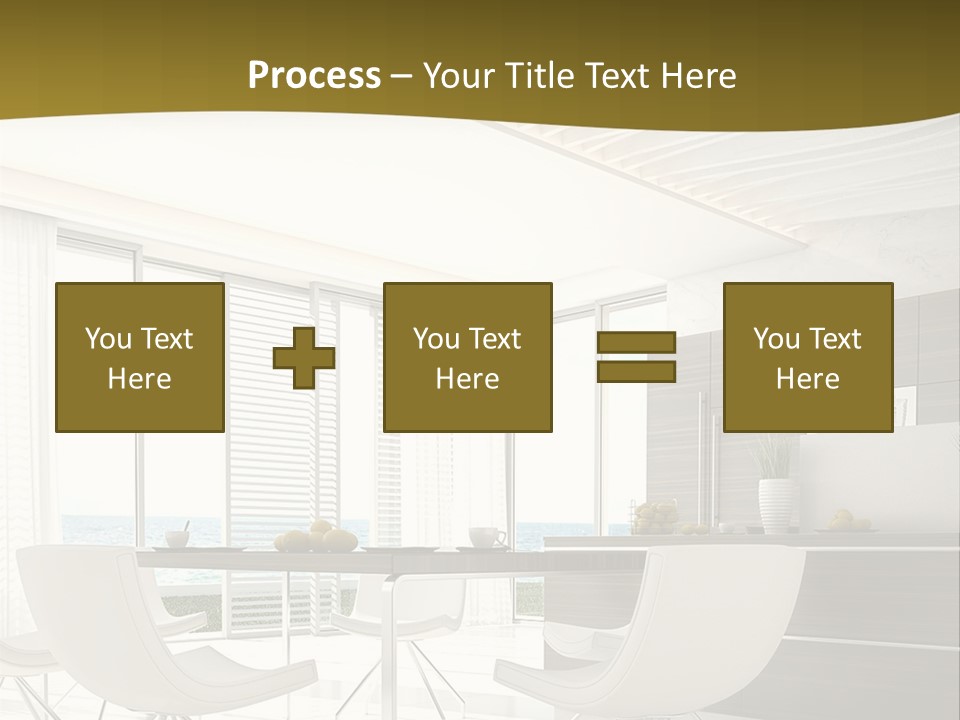 A White Table And Chairs In A Room PowerPoint Template