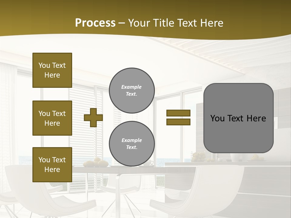 A White Table And Chairs In A Room PowerPoint Template