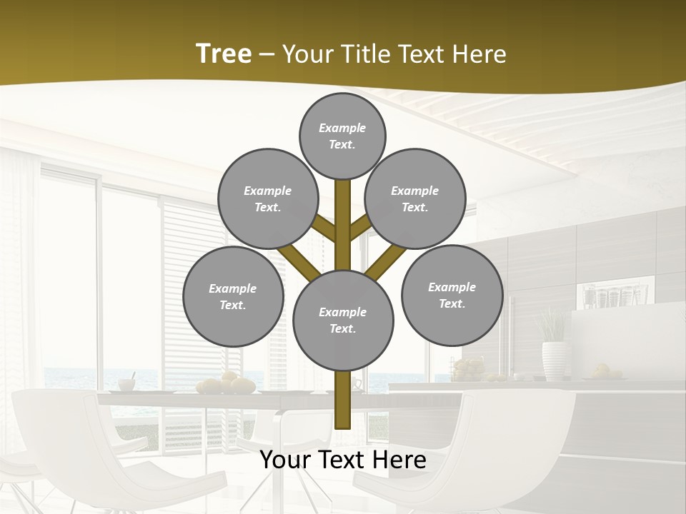 A White Table And Chairs In A Room PowerPoint Template
