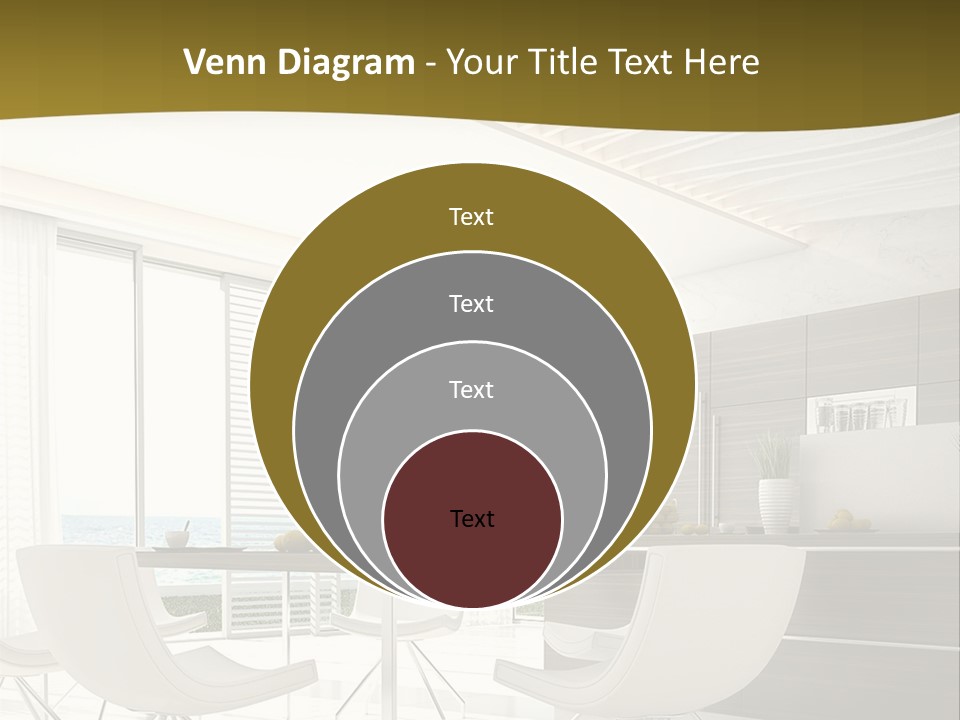 A White Table And Chairs In A Room PowerPoint Template