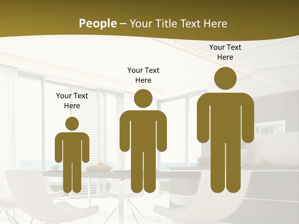 A White Table And Chairs In A Room PowerPoint Template
