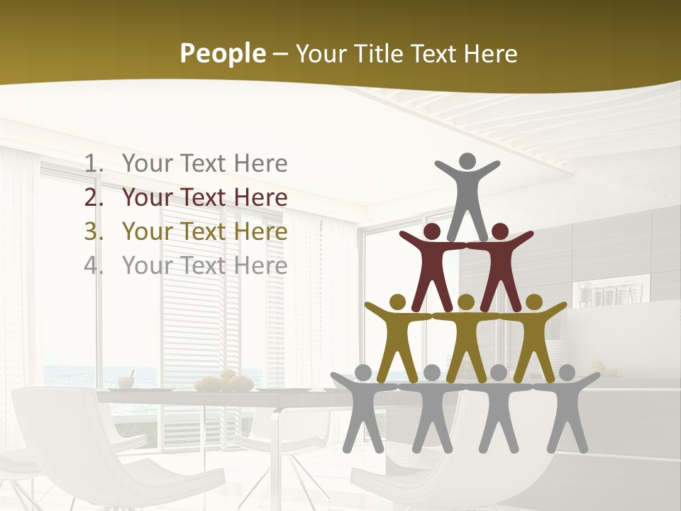A White Table And Chairs In A Room PowerPoint Template
