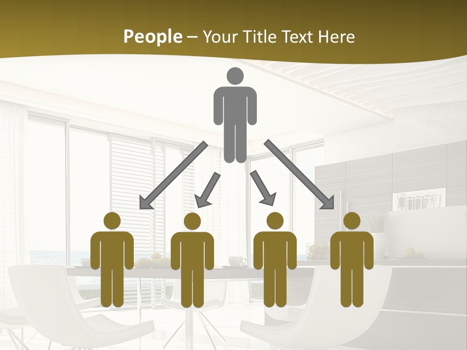 A White Table And Chairs In A Room PowerPoint Template