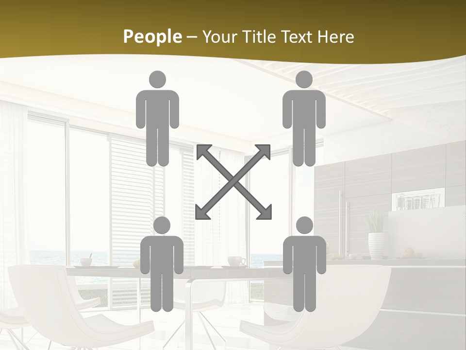 A White Table And Chairs In A Room PowerPoint Template