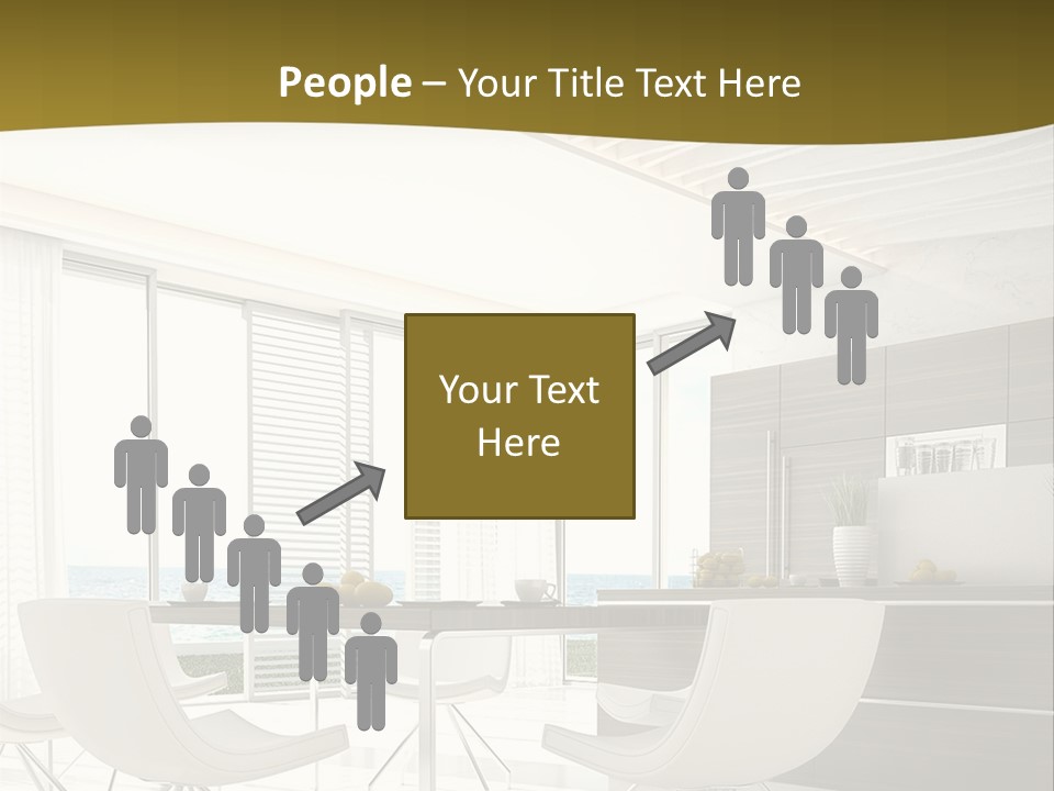 A White Table And Chairs In A Room PowerPoint Template
