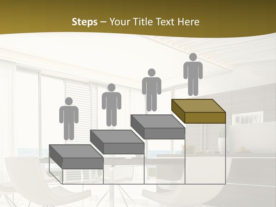 A White Table And Chairs In A Room PowerPoint Template