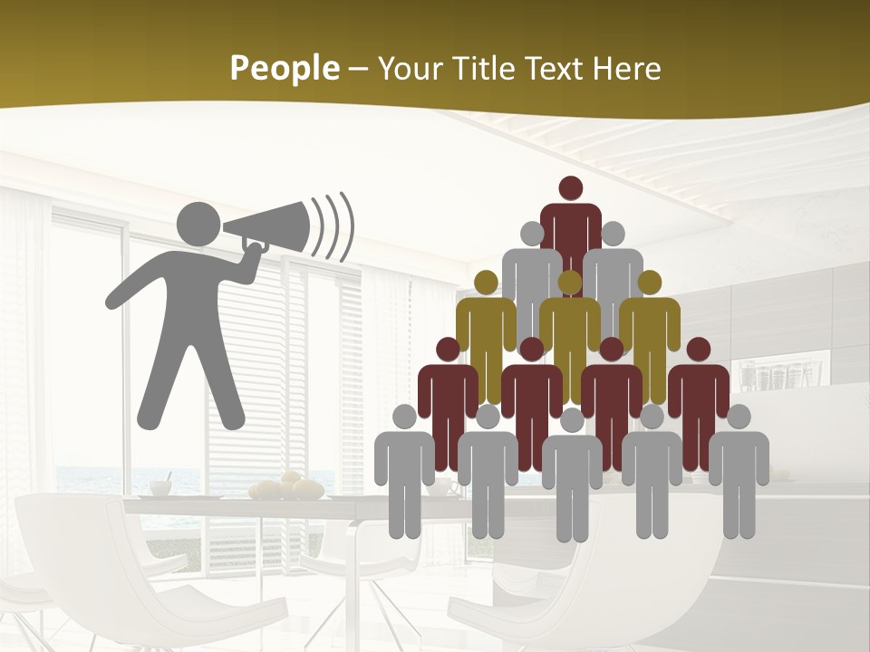 A White Table And Chairs In A Room PowerPoint Template
