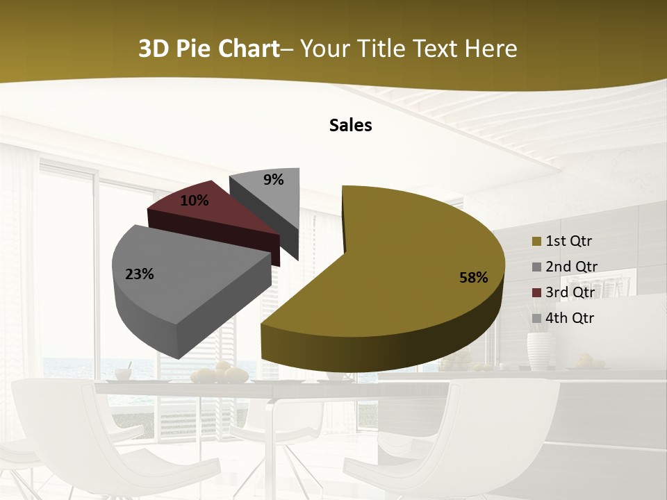 A White Table And Chairs In A Room PowerPoint Template