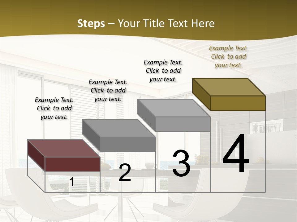 A White Table And Chairs In A Room PowerPoint Template