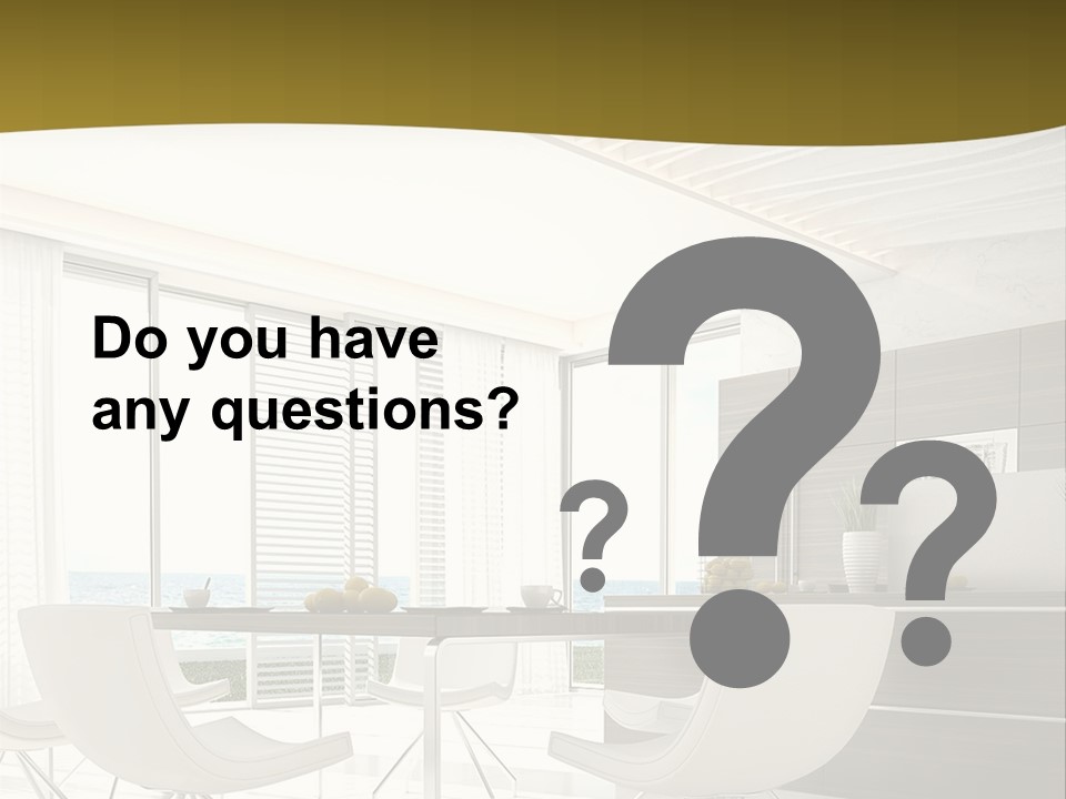 A White Table And Chairs In A Room PowerPoint Template