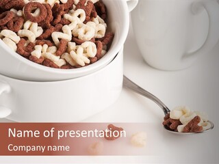 A Bowl Of Cereal With A Spoon Next To It PowerPoint Template