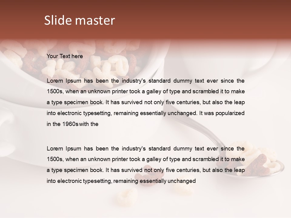 A Bowl Of Cereal With A Spoon Next To It PowerPoint Template