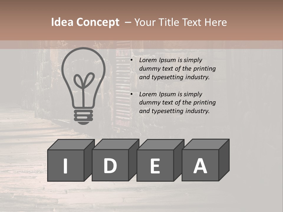 A Narrow Alley Way With Stone Walls And A Door PowerPoint Template
