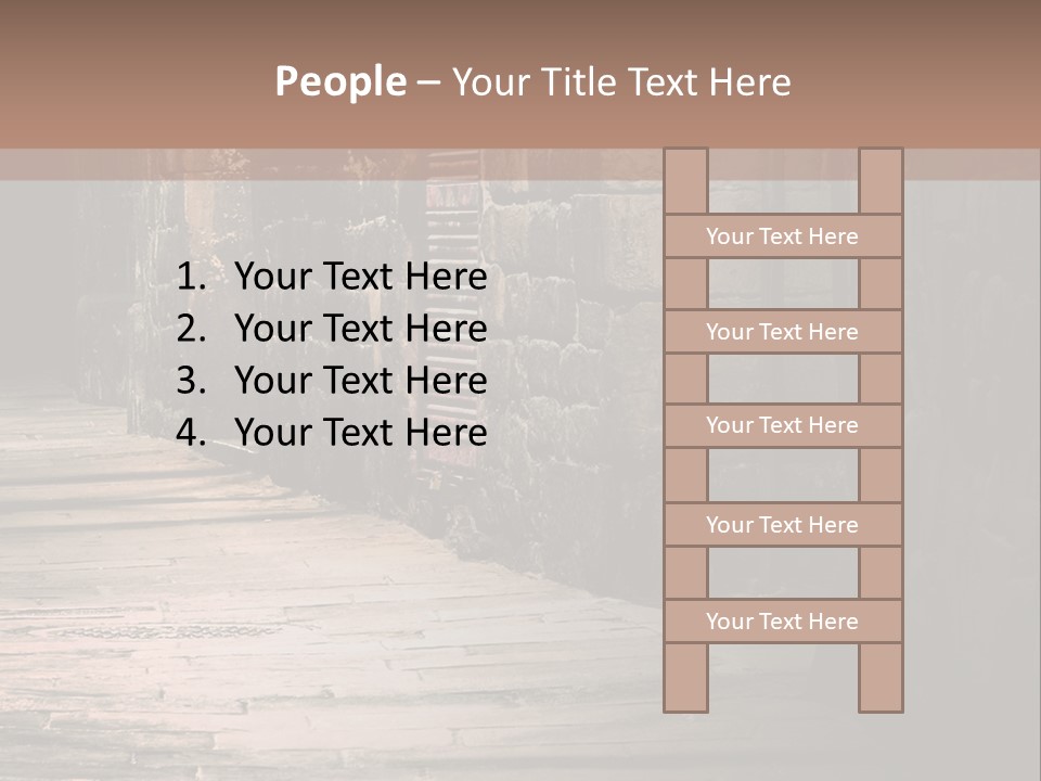 A Narrow Alley Way With Stone Walls And A Door PowerPoint Template