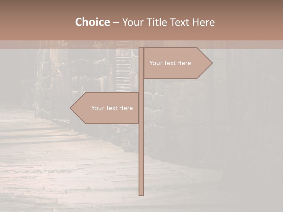 A Narrow Alley Way With Stone Walls And A Door PowerPoint Template
