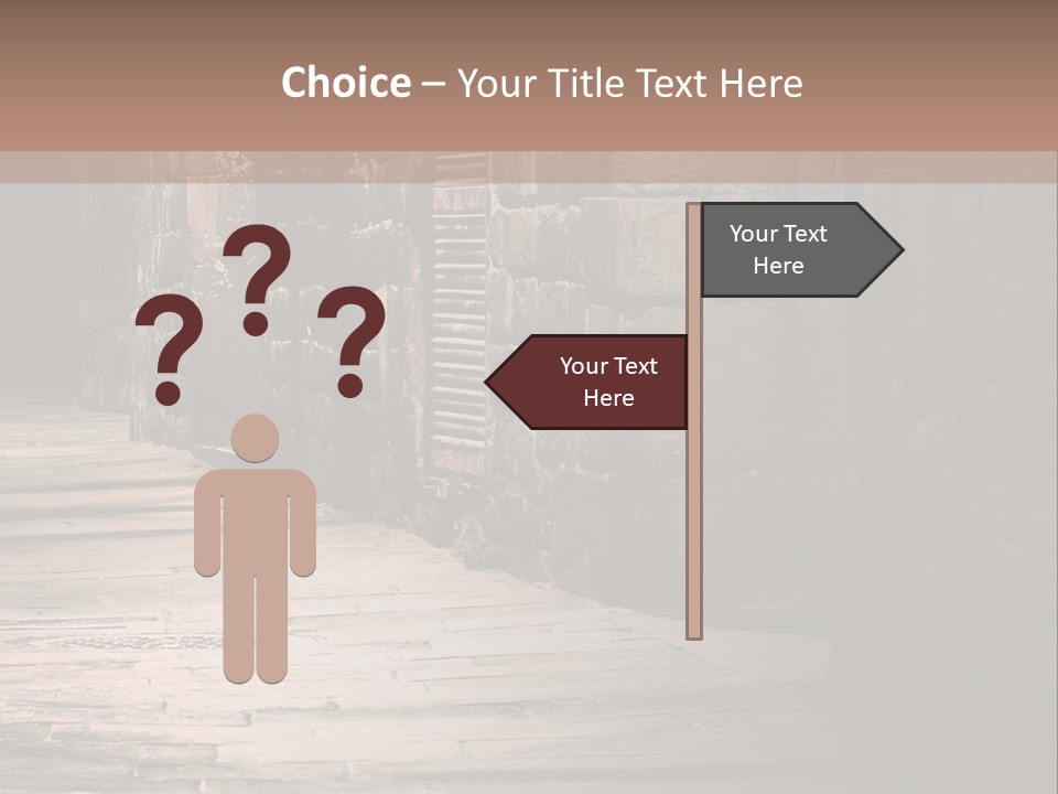 A Narrow Alley Way With Stone Walls And A Door PowerPoint Template