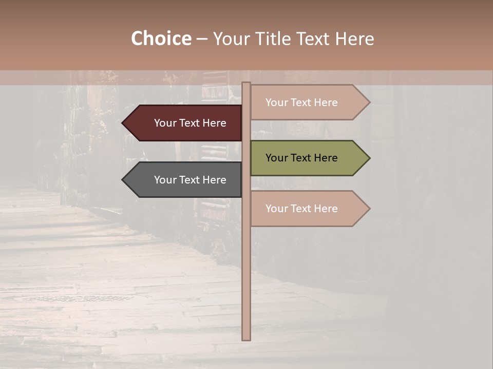 A Narrow Alley Way With Stone Walls And A Door PowerPoint Template