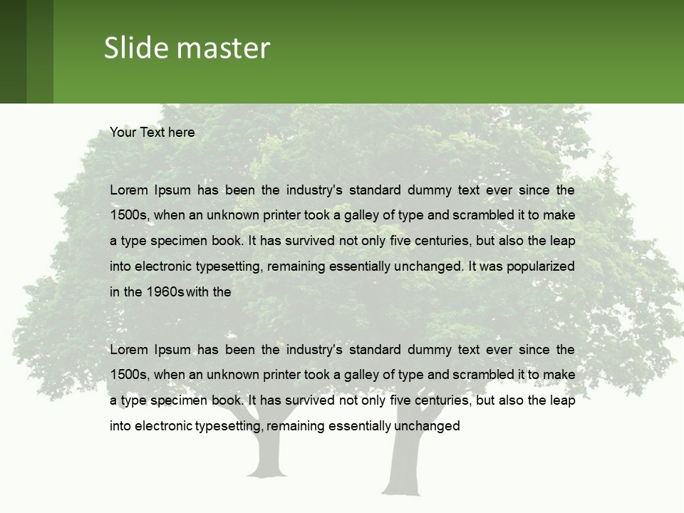 A Tree With A Green Sign In Front Of It PowerPoint Template