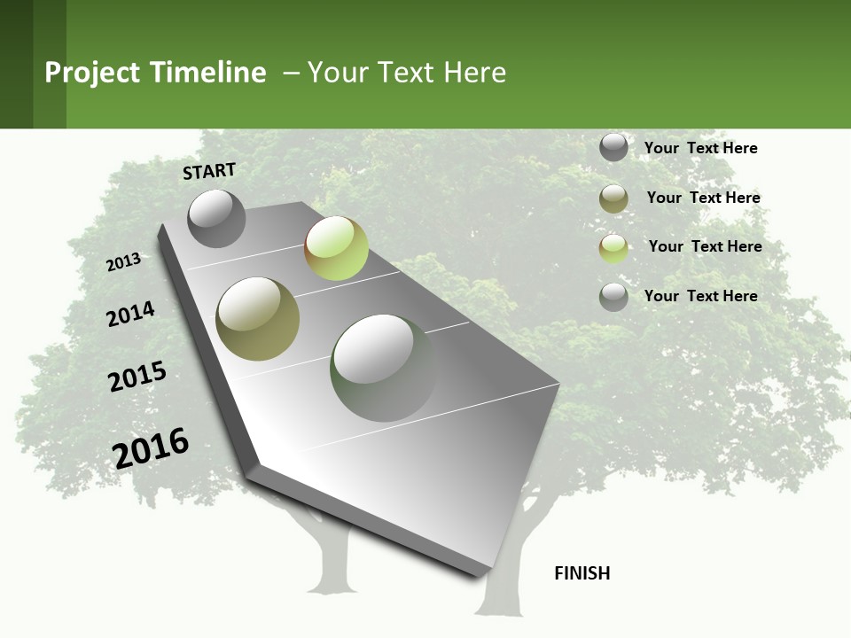 A Tree With A Green Sign In Front Of It PowerPoint Template