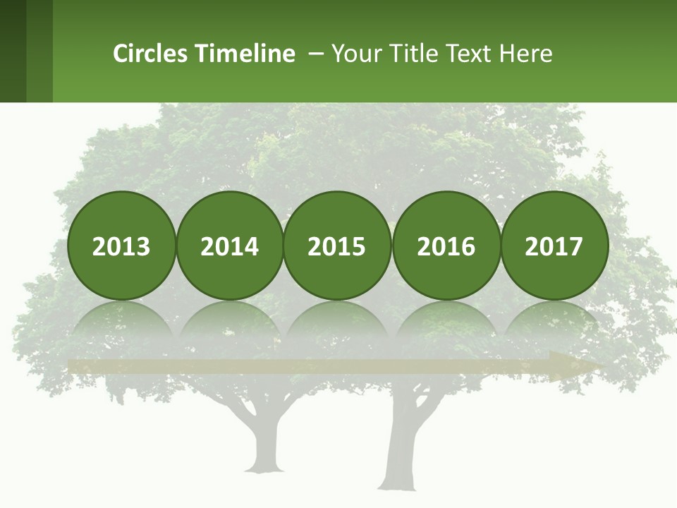 A Tree With A Green Sign In Front Of It PowerPoint Template