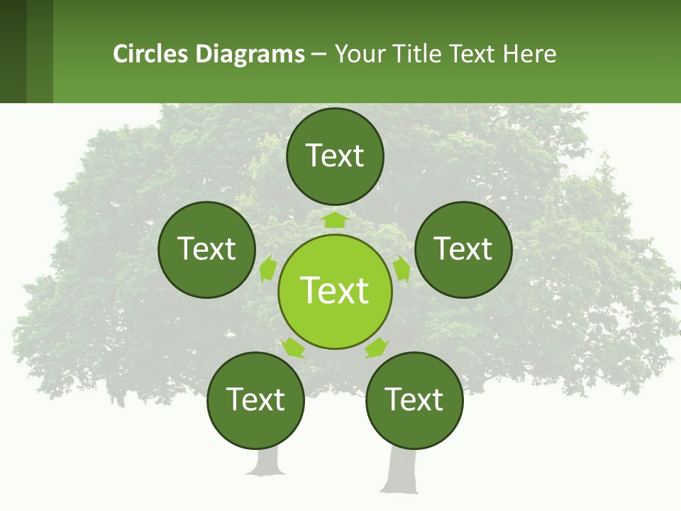 A Tree With A Green Sign In Front Of It PowerPoint Template