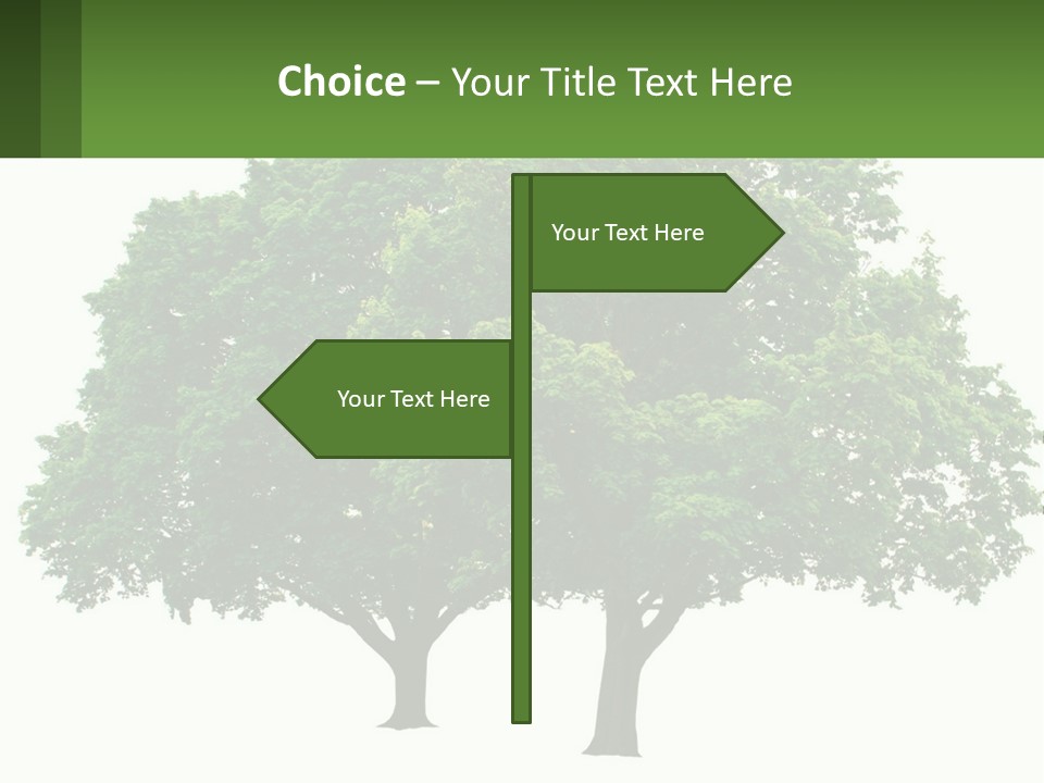 A Tree With A Green Sign In Front Of It PowerPoint Template