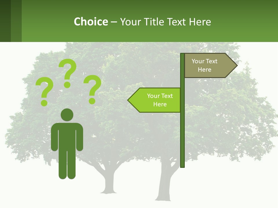 A Tree With A Green Sign In Front Of It PowerPoint Template