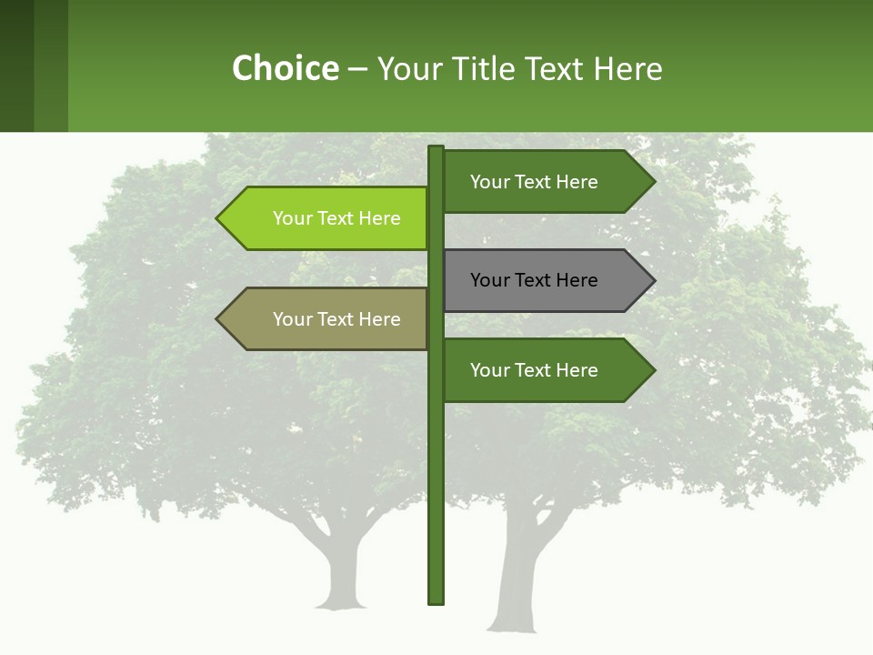 A Tree With A Green Sign In Front Of It PowerPoint Template