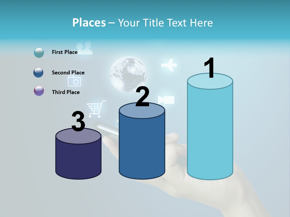 A Person Holding A Cell Phone With Icons Coming Out Of It PowerPoint Template